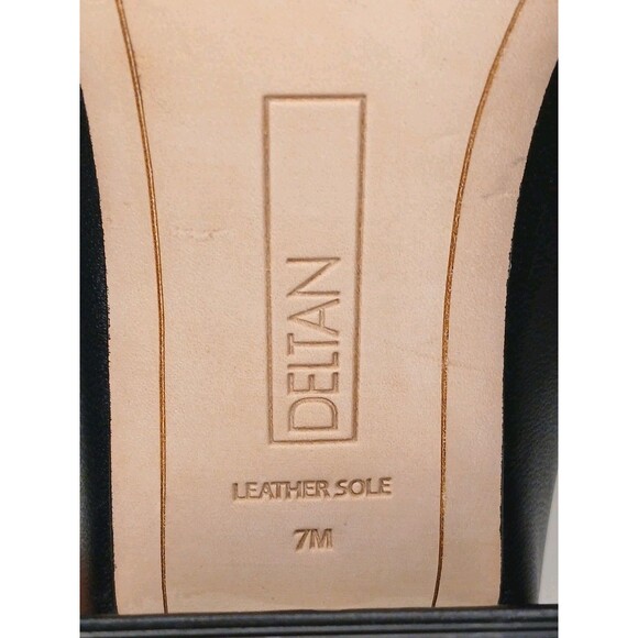 Deltan Sz 7 Veronica Black Leather Metal Buckle Flared Block Heel Pumps - Picture 11 of 16